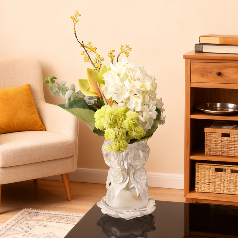 Quy trình đúc sáp Lost Glass Trang trí nội thất Bình thủy tinh pha lê “Bình hoa hồng”