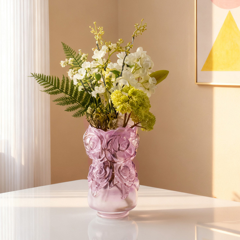 Quy trình đúc sáp Lost Glass Trang trí nội thất Bình thủy tinh pha lê “Bình hoa hồng”