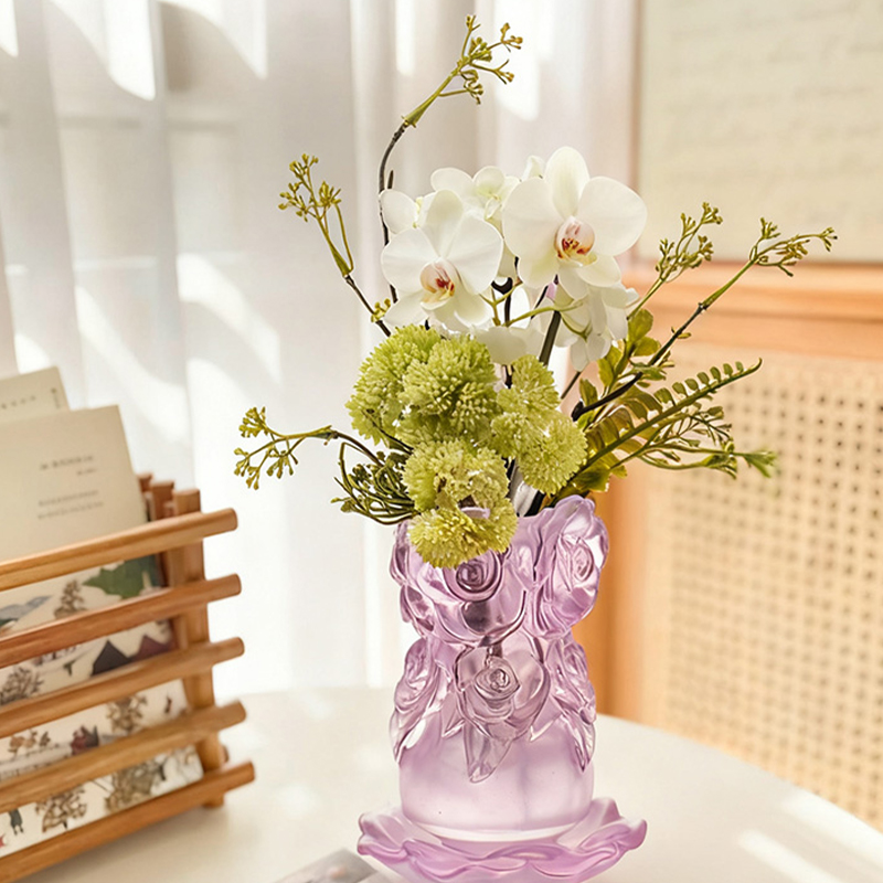 Quy trình đúc sáp Lost Glass Trang trí nội thất Bình thủy tinh pha lê “Bình hoa hồng”