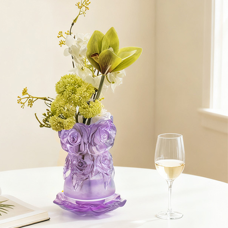 Quy trình đúc sáp Lost Glass Trang trí nội thất Bình thủy tinh pha lê “Bình hoa hồng”