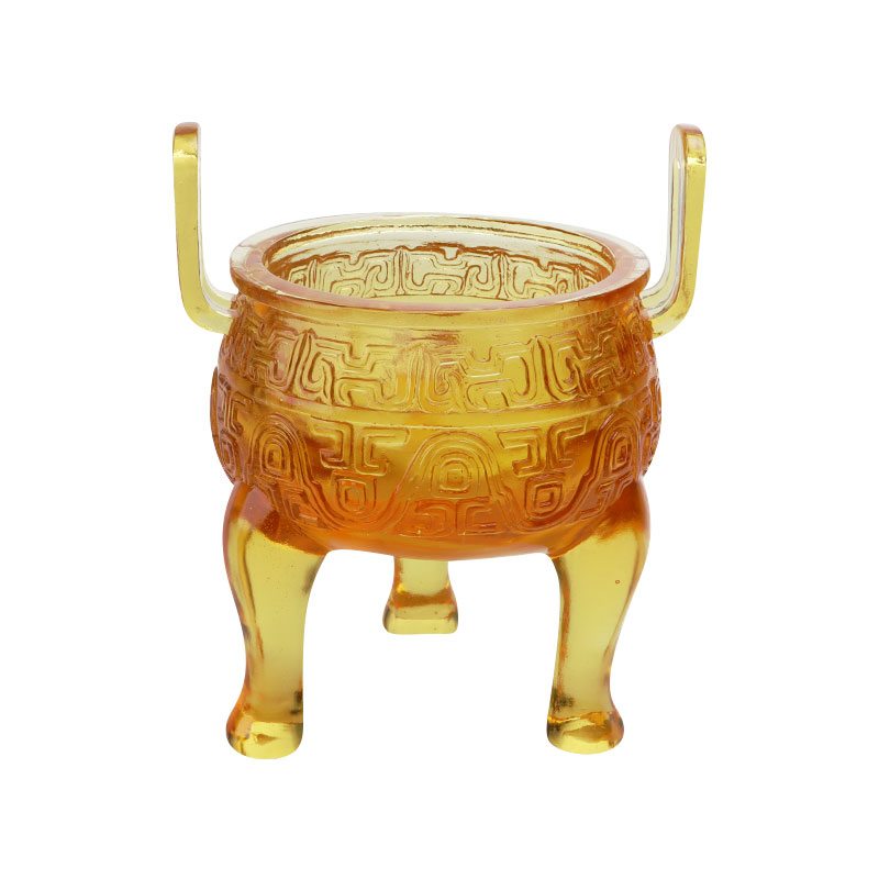 Đồ trang trí chân máy bằng men màu vàng