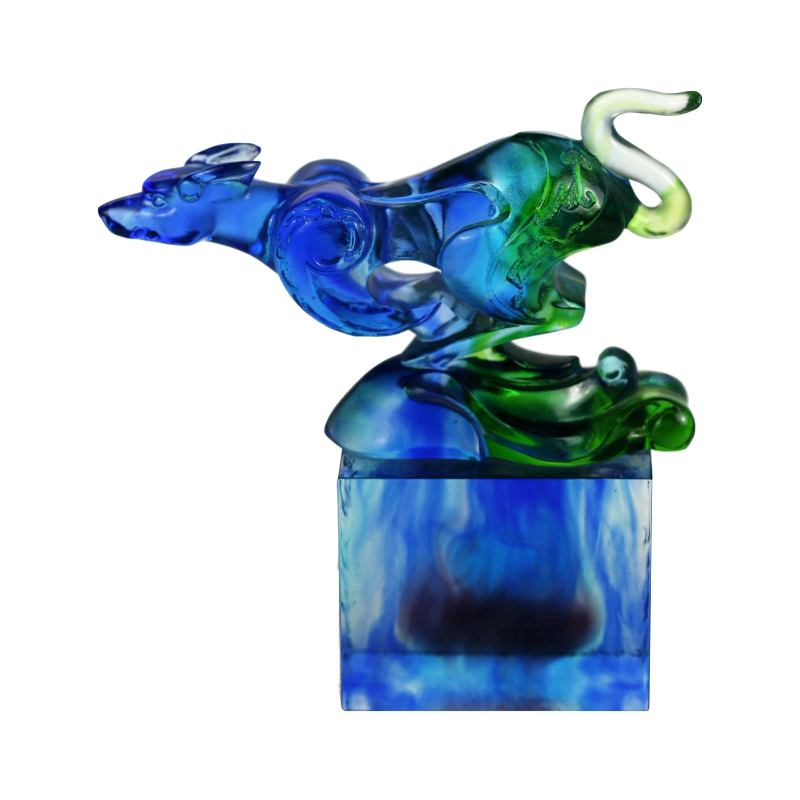 Trang trí con dấu thủy tinh cổ điển màu xanh lam