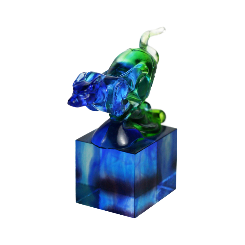 Trang trí con dấu thủy tinh cổ điển màu xanh lam