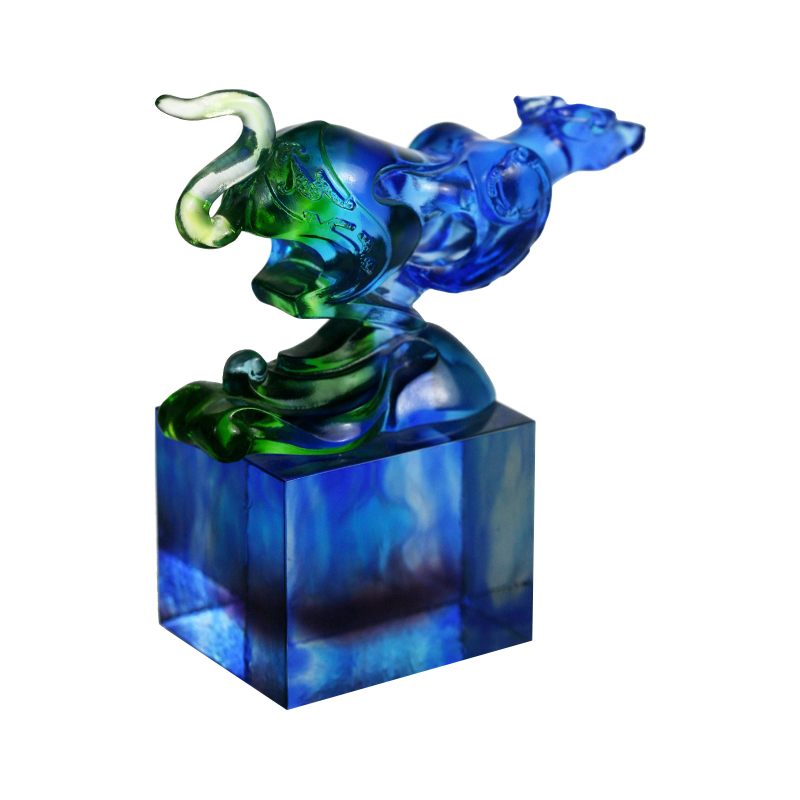 Trang trí con dấu thủy tinh cổ điển màu xanh lam