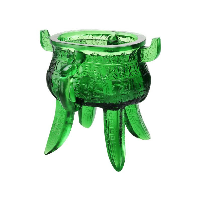 Chân máy bằng thủy tinh pha lê màu xanh ngọc lục bảo có tay cầm hình tai