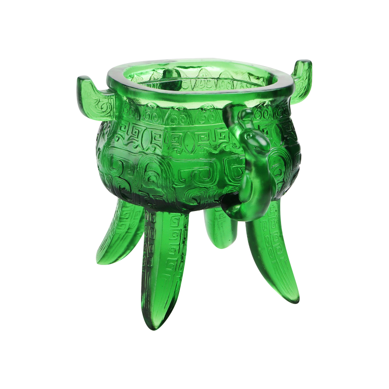 Chân máy bằng thủy tinh pha lê màu xanh ngọc lục bảo có tay cầm hình tai