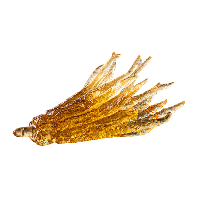 Lư hương thủy tinh màu vàng hình bàn tay