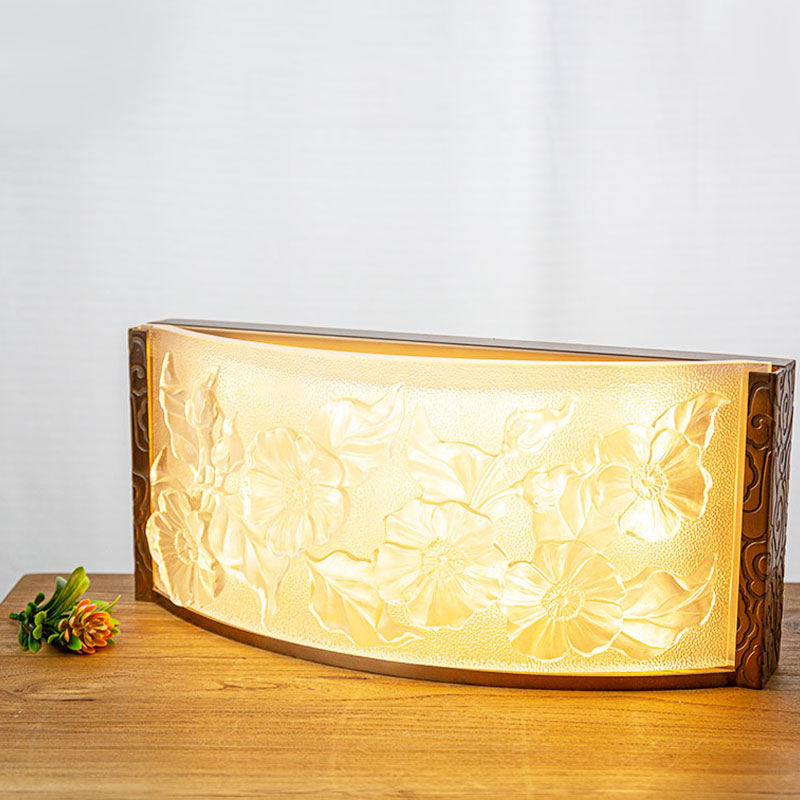 Đèn trang trí thủy tinh họa tiết hoa dâm bụt