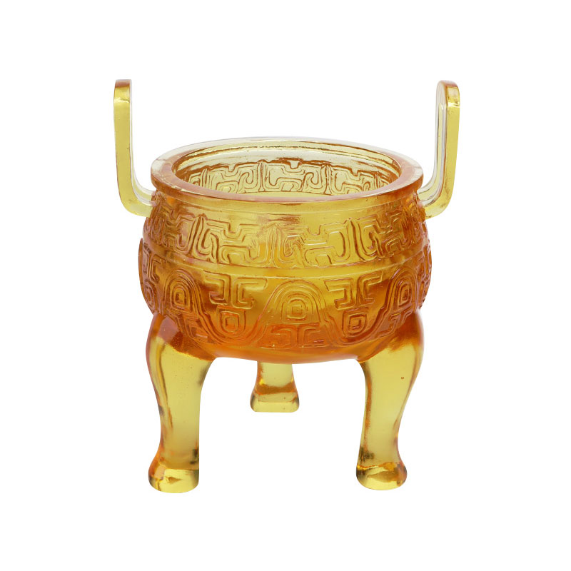 Đồ trang trí chân máy bằng men màu vàng