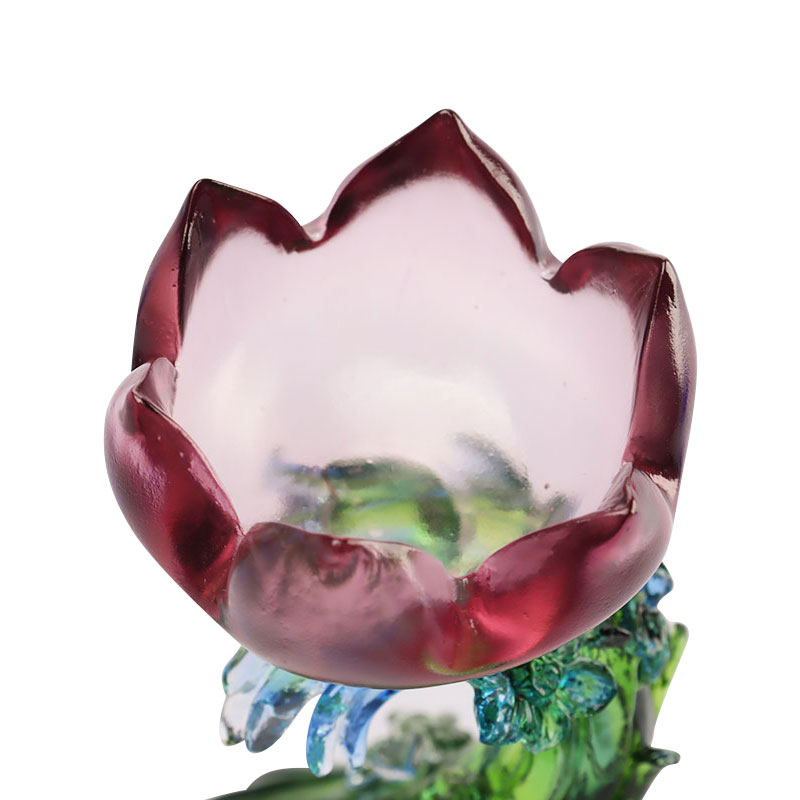 Chân nến thủy tinh pha lê hình hoa sen