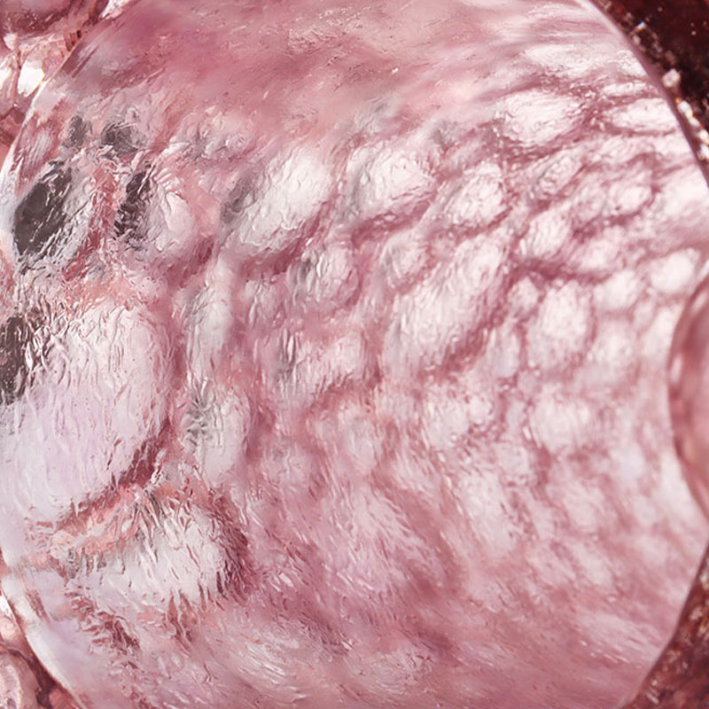 Bình thủy tinh kết cấu đá cuội màu tím hồng