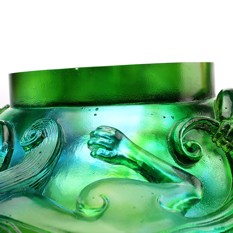 Đĩa đựng trái cây thủy tinh xanh trong suốt