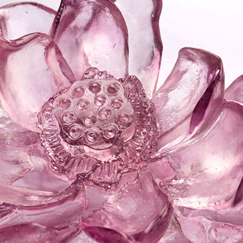 Bình thủy tinh kết cấu đá cuội màu tím hồng