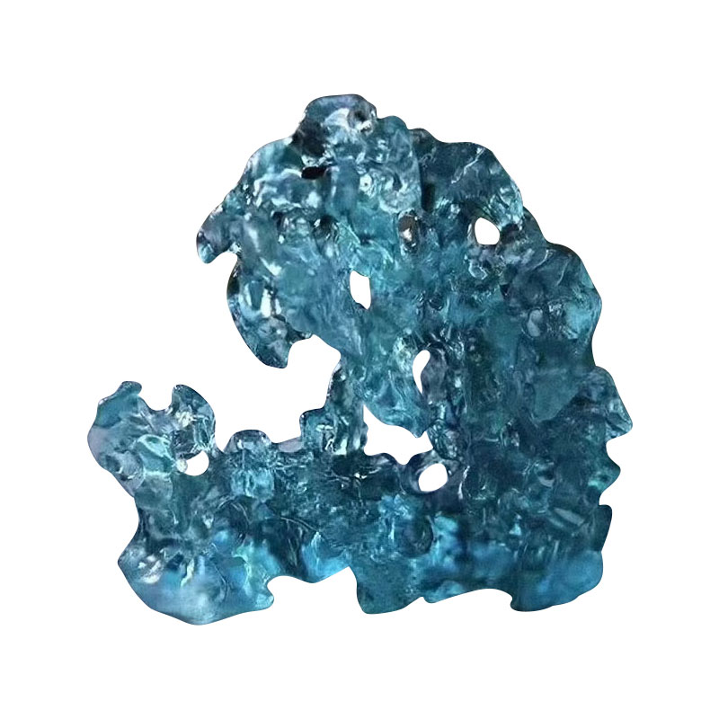 Đồ trang trí thủy tinh màu xanh hình đá