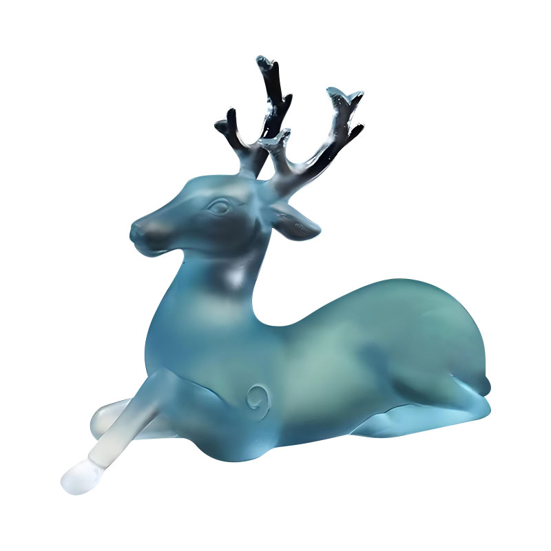 Hộp đựng cọ hình con nai bằng thủy tinh màu xanh