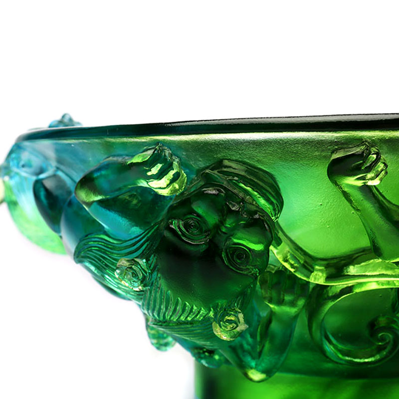 Đĩa đựng trái cây thủy tinh xanh trong suốt