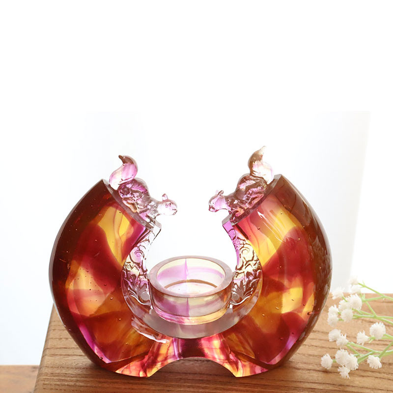 Chân nến men màu tím