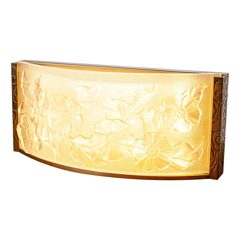 Đèn trang trí thủy tinh họa tiết hoa dâm bụt