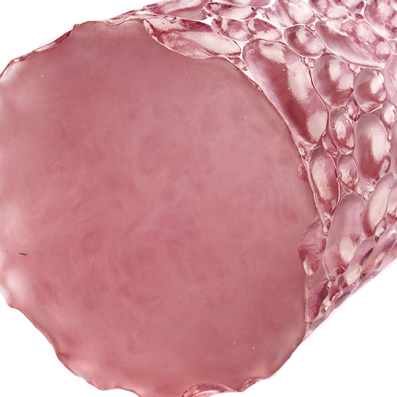 Bình thủy tinh kết cấu đá cuội màu tím hồng