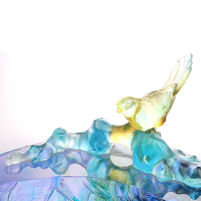 Bát trái cây thủy tinh pha lê trang trí chim