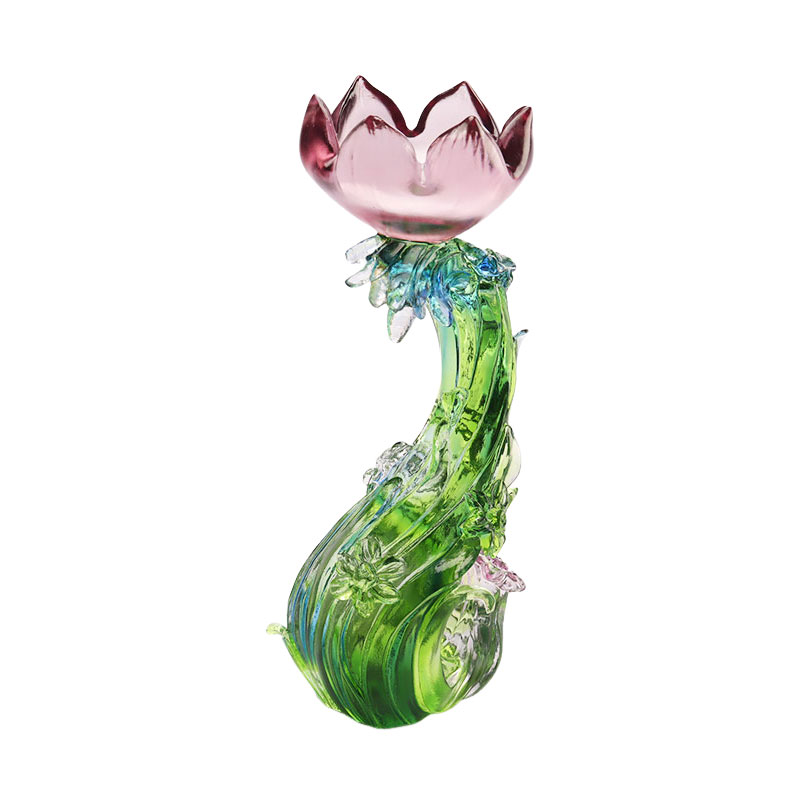 Chân nến thủy tinh pha lê hình hoa sen