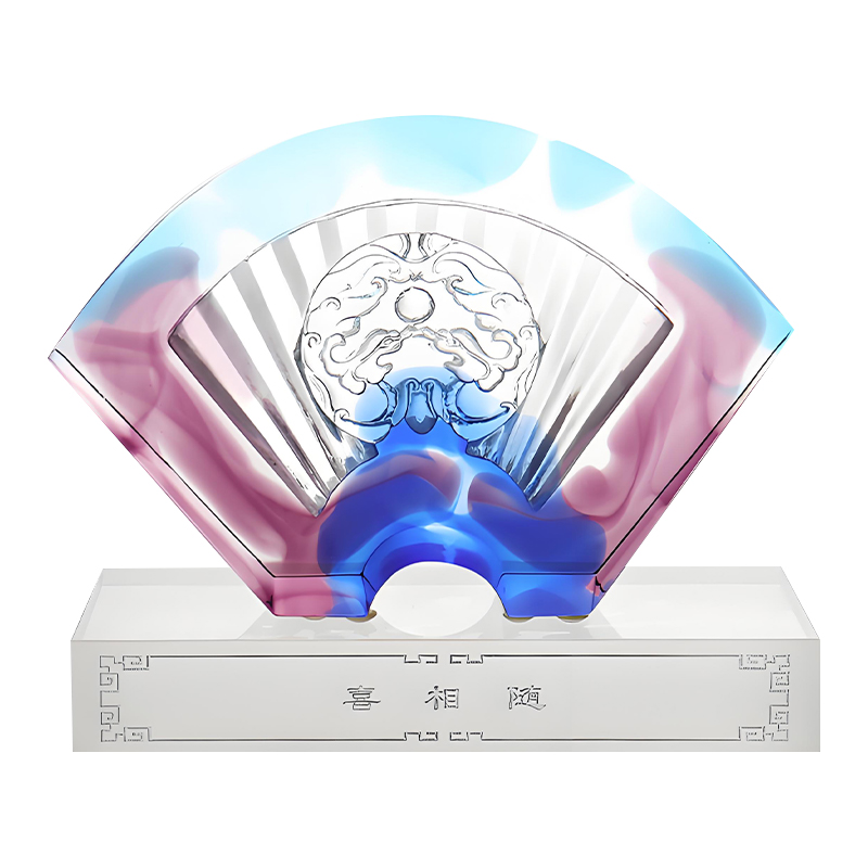 Đồ trang trí bằng kính tráng men hình quạt Trung Quốc