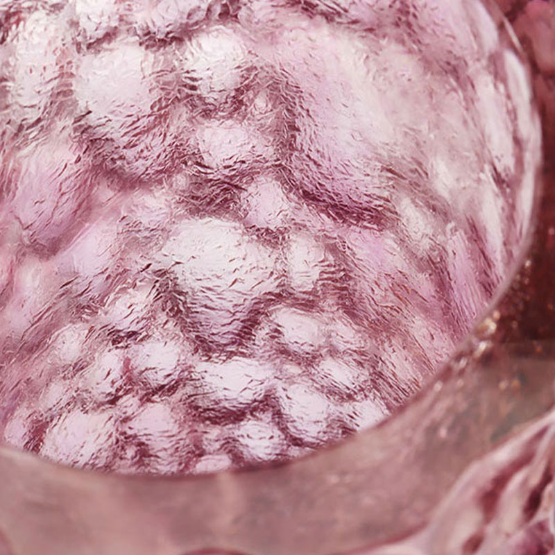 Bình thủy tinh kết cấu đá cuội màu tím hồng