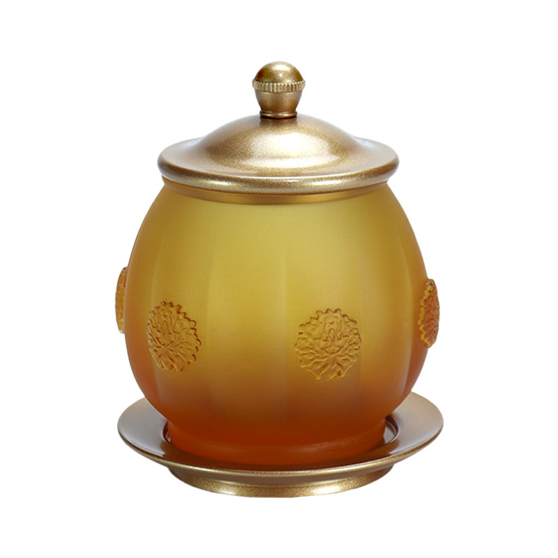 Bộ đồ cúng bằng thủy tinh bằng vàng bàn thờ Phật