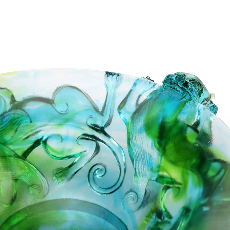 Đĩa đựng trái cây thủy tinh xanh trong suốt