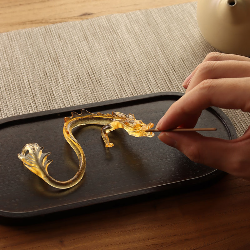 Lư Hương Thủy Tinh Rồng Vàng