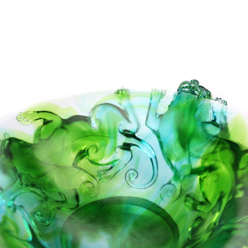 Đĩa đựng trái cây thủy tinh xanh trong suốt