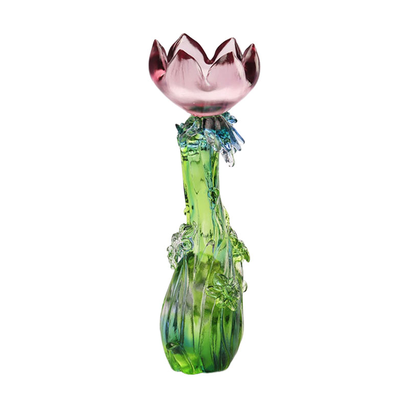 Chân nến thủy tinh pha lê hình hoa sen