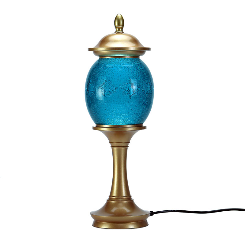 Màu Xanh Hoàng Gia Tám Biểu Tượng Tốt Lành Bàn Thờ Phật Giáo Thủy Tinh Pha Lê cúng dường