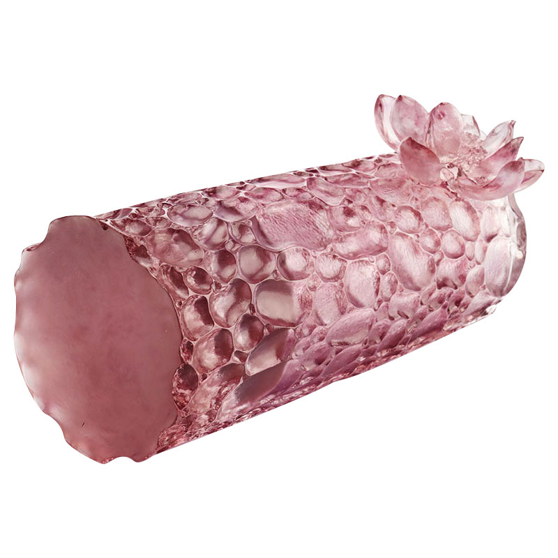 Bình thủy tinh kết cấu đá cuội màu tím hồng