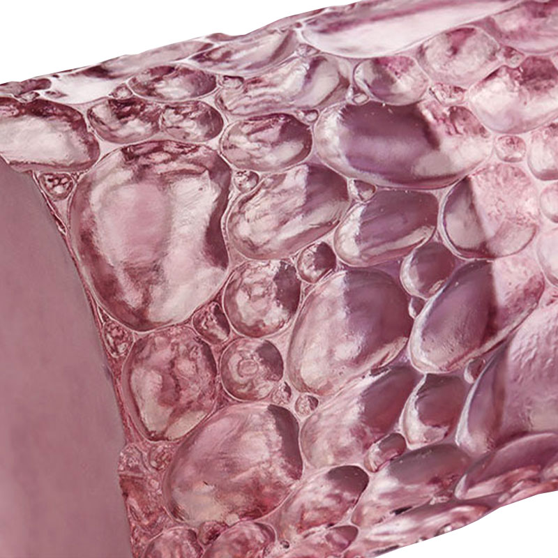 Bình thủy tinh kết cấu đá cuội màu tím hồng