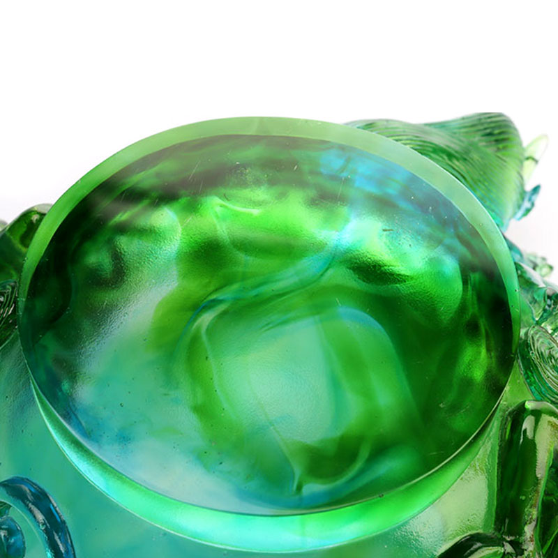 Đĩa đựng trái cây thủy tinh xanh trong suốt