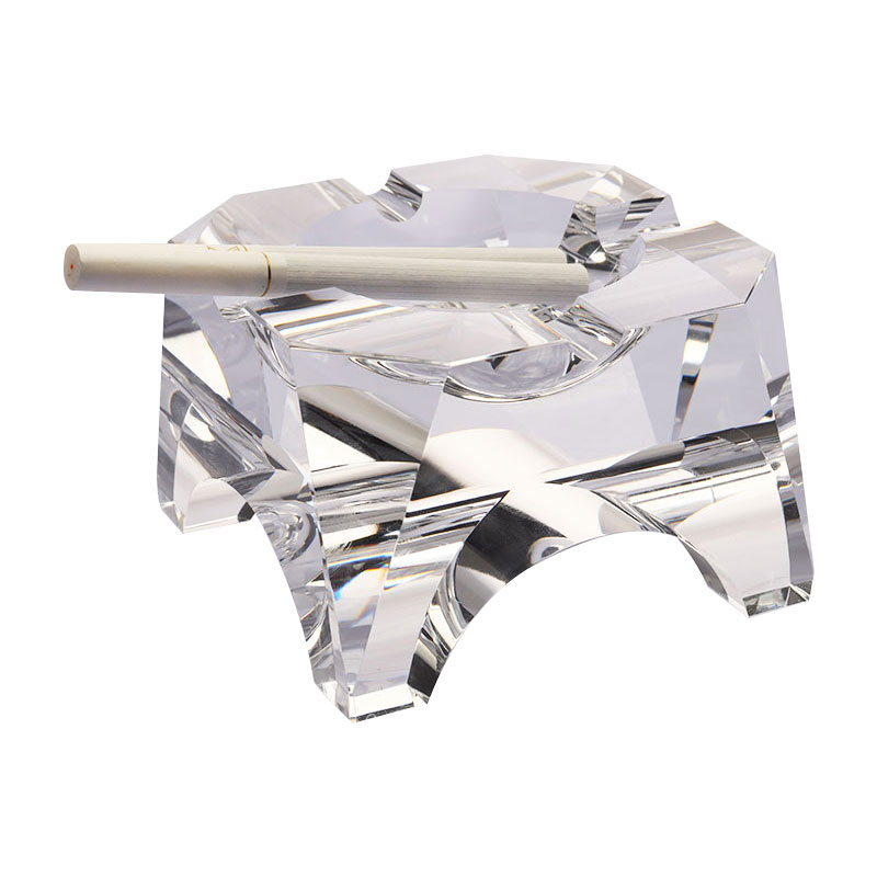 Gạt tàn thủy tinh pha lê trong suốt thiết kế hình học đơn giản