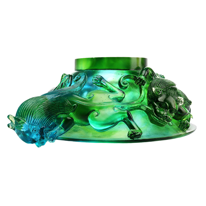 Đĩa đựng trái cây thủy tinh xanh trong suốt