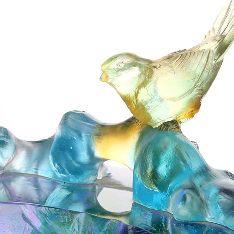 Bát trái cây thủy tinh pha lê trang trí chim