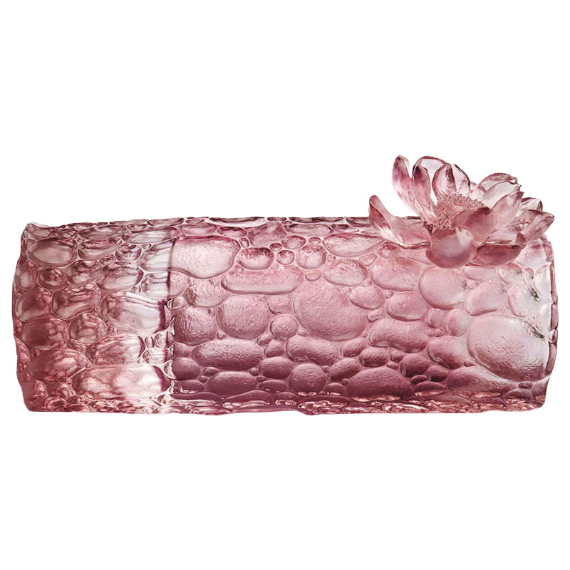 Bình thủy tinh kết cấu đá cuội màu tím hồng