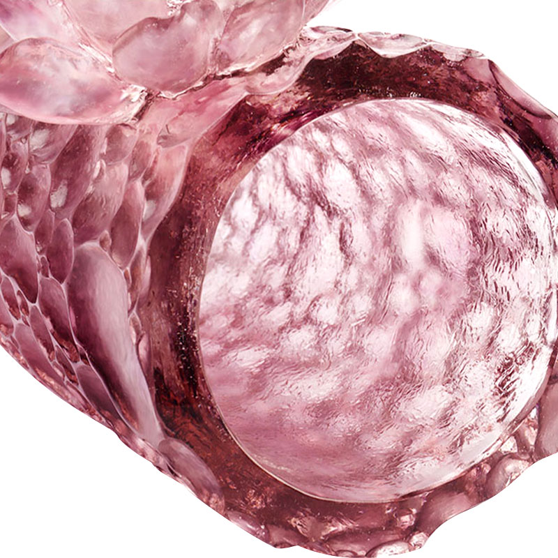 Bình thủy tinh kết cấu đá cuội màu tím hồng