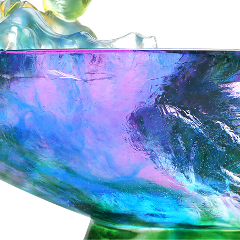 Bát trái cây thủy tinh pha lê trang trí chim