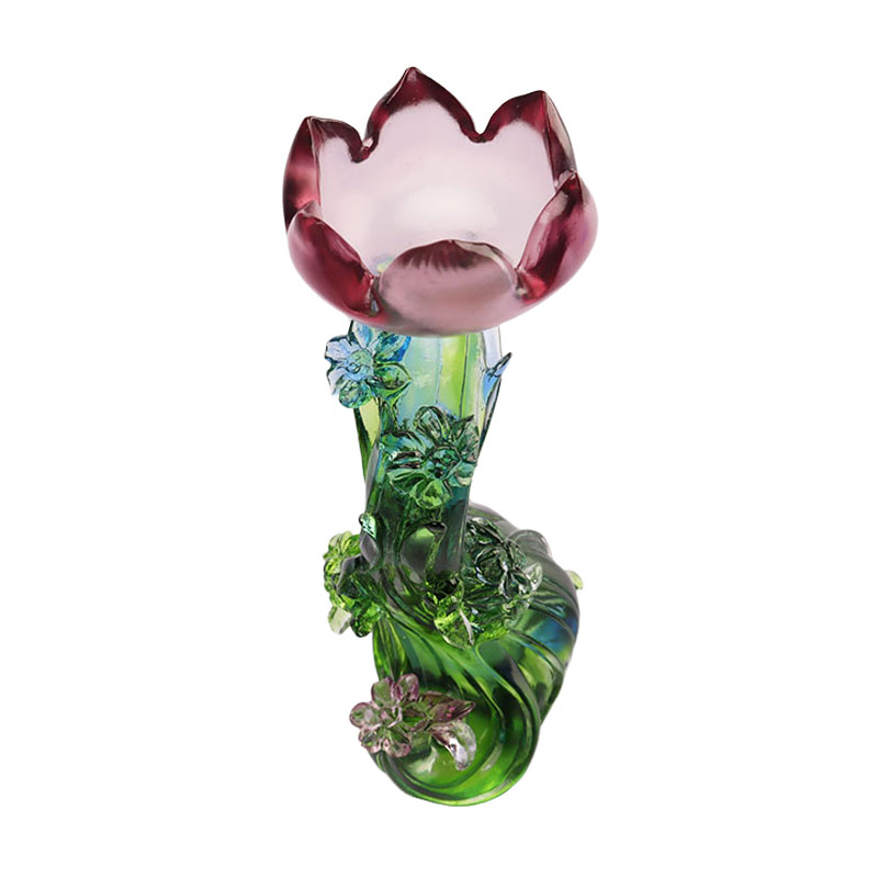 Chân nến thủy tinh pha lê hình hoa sen