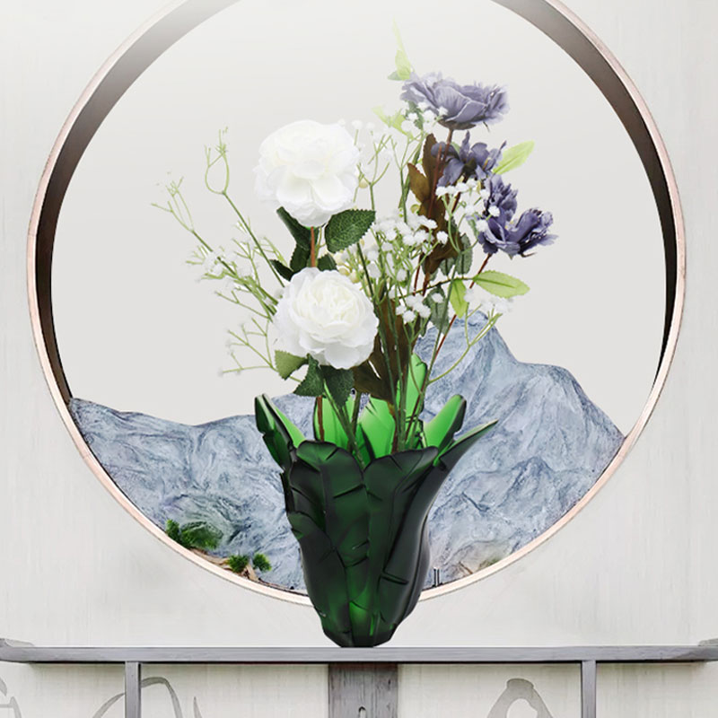 Bình thủy tinh lá chuối xanh trang trí nội thất