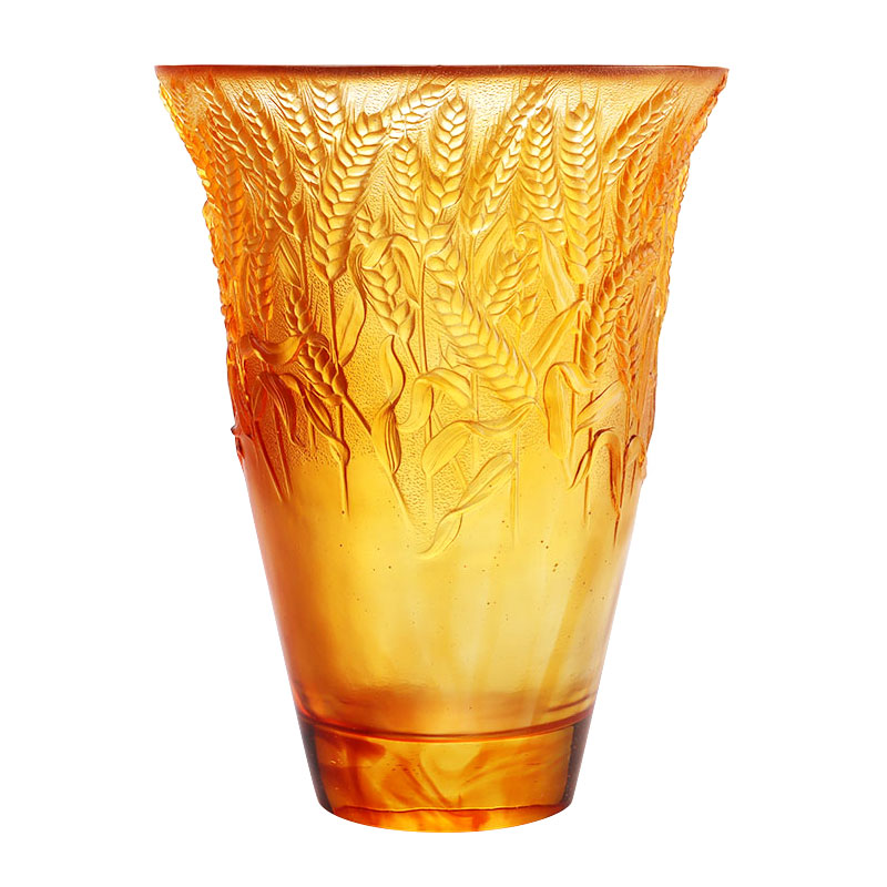 Bình thủy tinh màu hổ phách có tai lúa mì