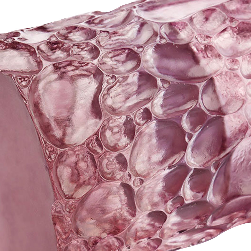 Bình thủy tinh kết cấu đá cuội màu tím hồng