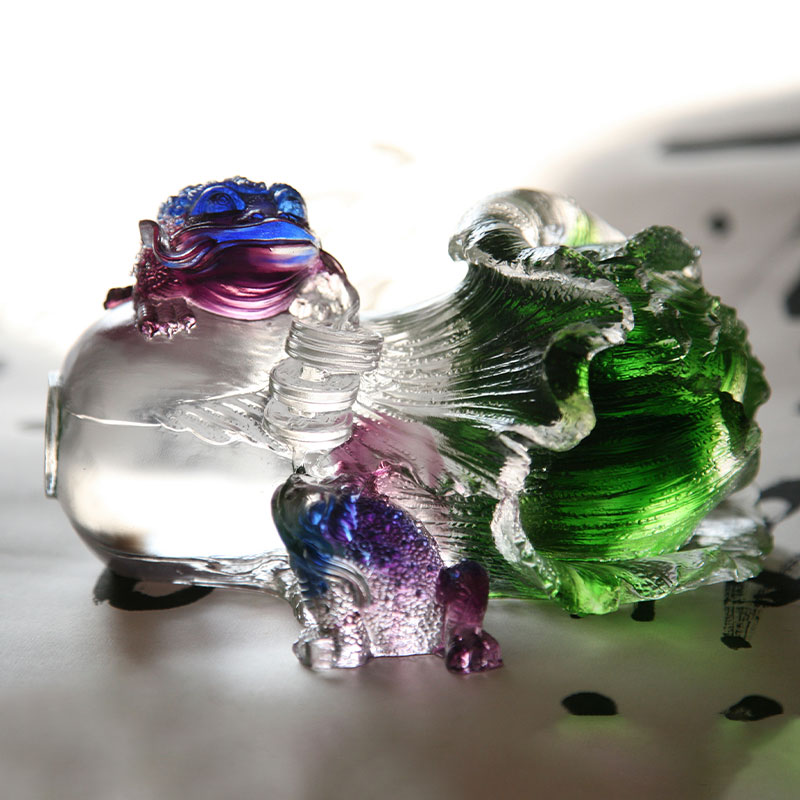 Đồ trang trí điêu khắc cóc vàng thủy tinh pha lê