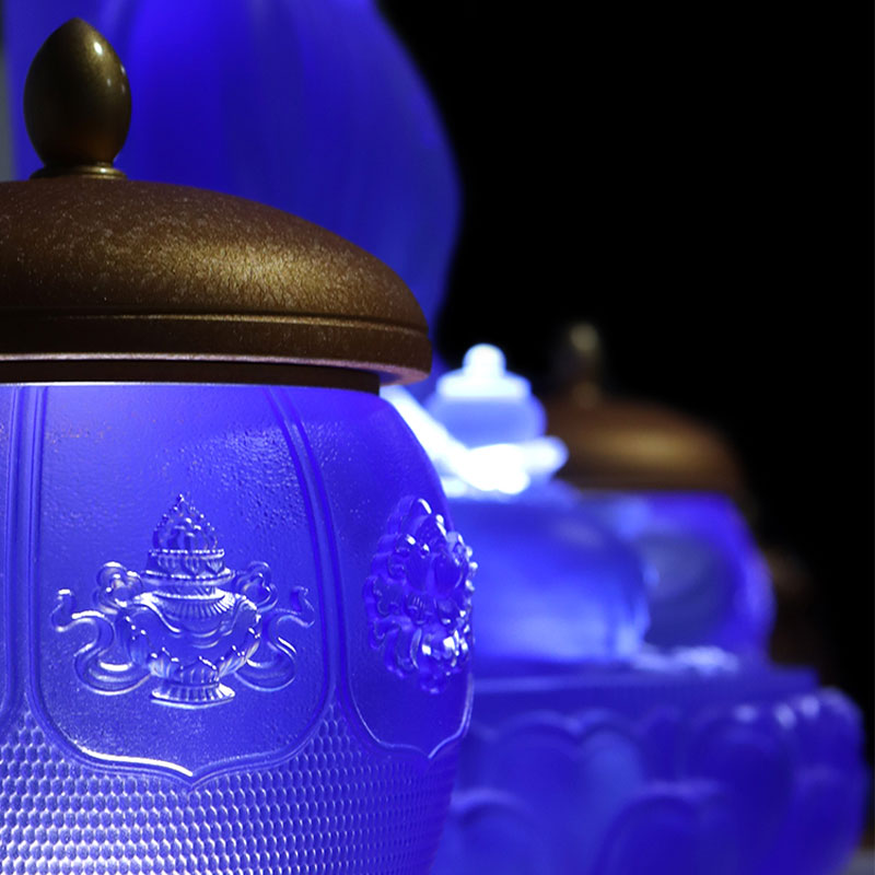 Bộ Bát Bảo Hoa Sen Bàn thờ Phật Bộ đồ cúng bằng thủy tinh pha lê