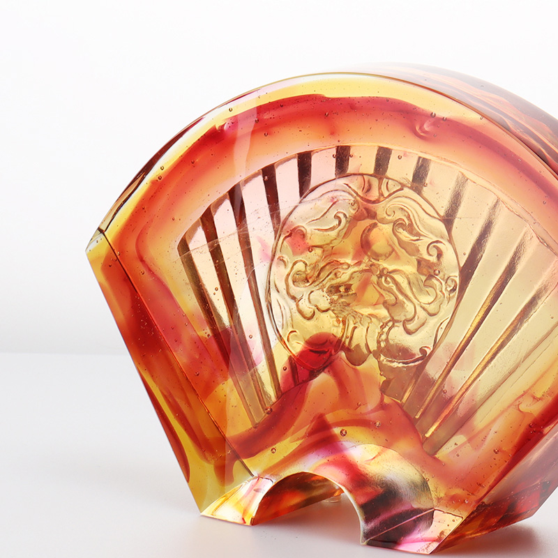 Đồ trang trí bằng kính tráng men hình quạt Trung Quốc