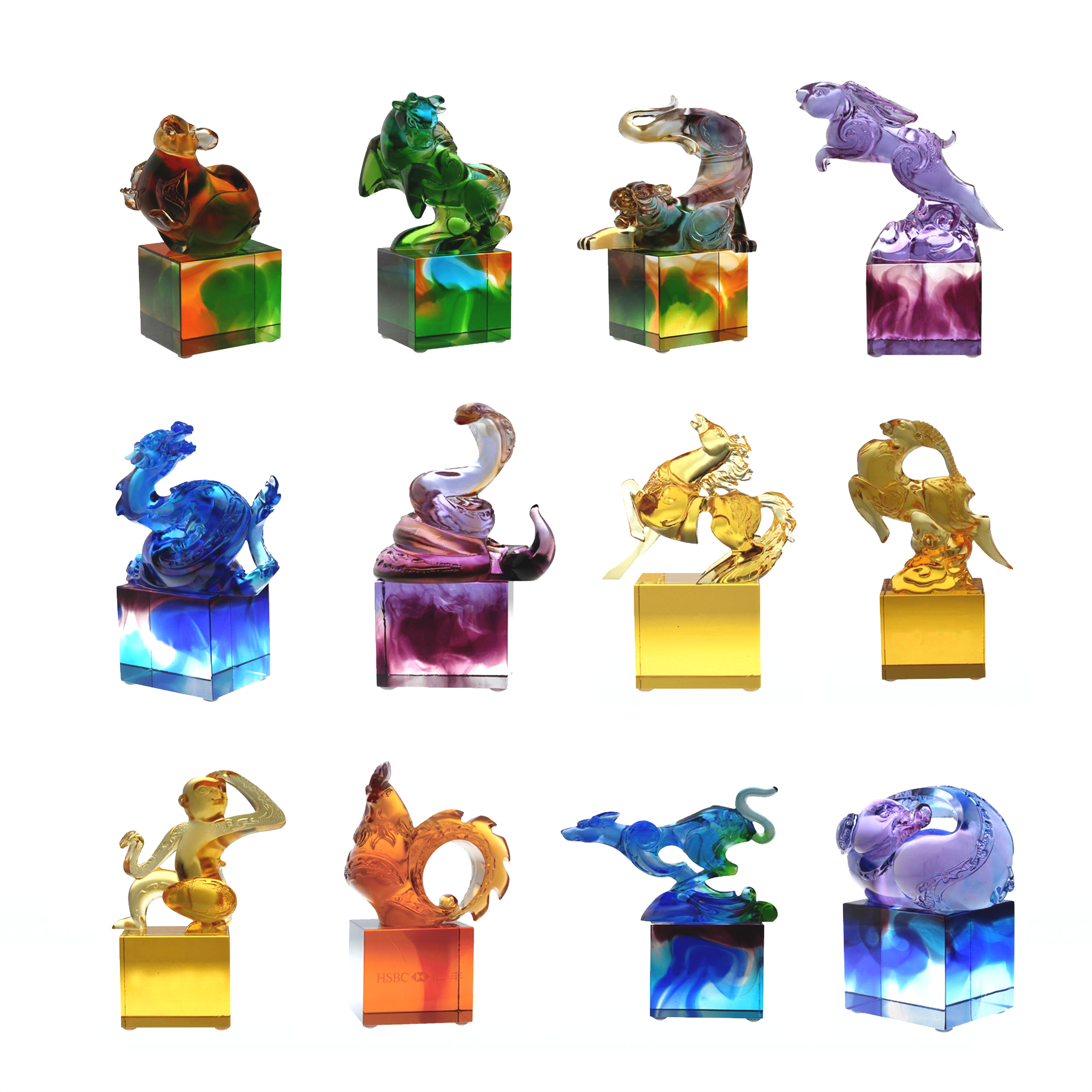 Trang trí con dấu thủy tinh cổ điển màu xanh lam